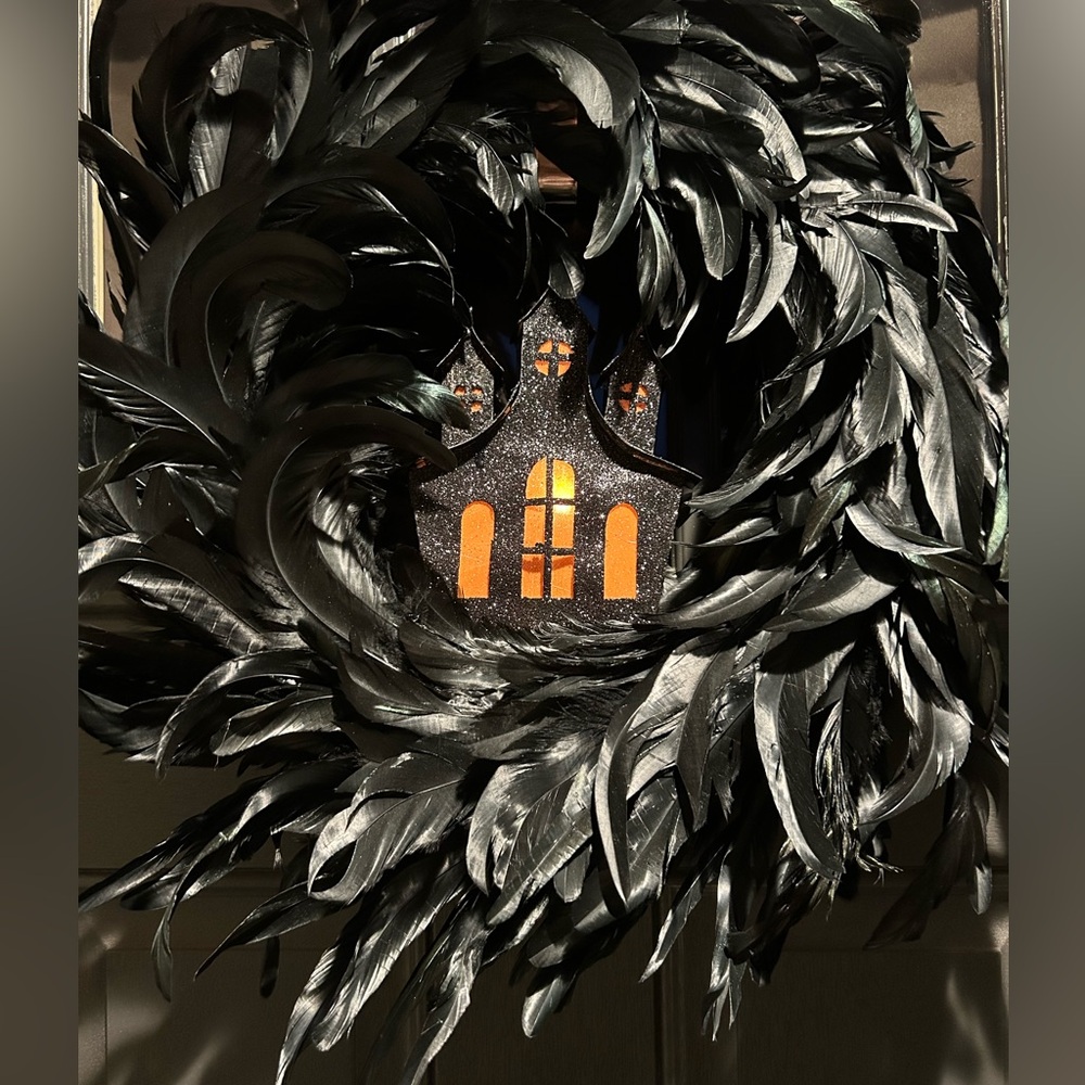 Black Feather Halloween Wreath